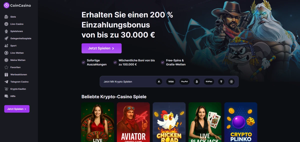 CoinCasino - Krypto-Gigant mit Mega-Bonus